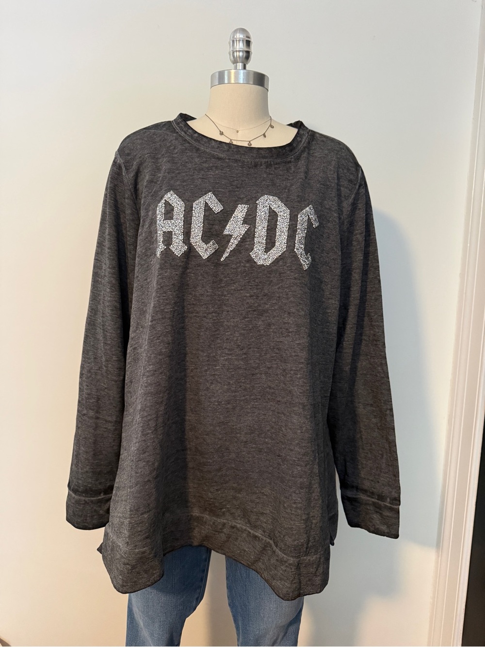 Lane Bryant AC/DC Grey Sparkle Sweatshirt